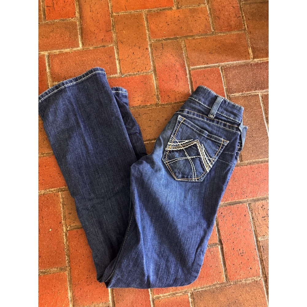 Ariat Real Riding Jean Ocean Whipstitch Bootcut Denim Blue Jeans 28L Womens